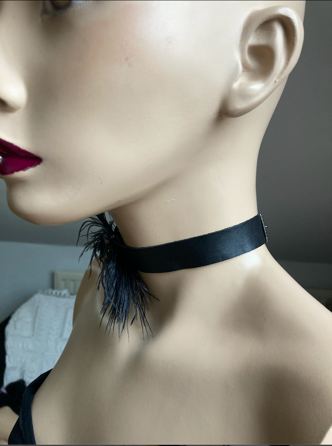 π€ Feather & Leather Statement Choker